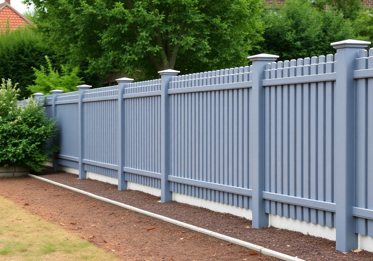 Installed concrete fence panels